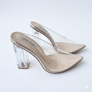 Clear Mule Block Heels